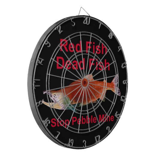 Na zalm - Stop Pebble Mine Dartbord (Voorkant Links)