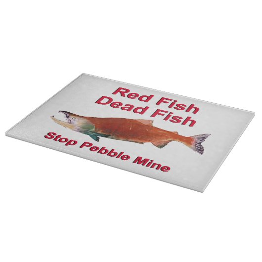 Na zalm - Stop Pebble Mine Snijplank (Hoek)