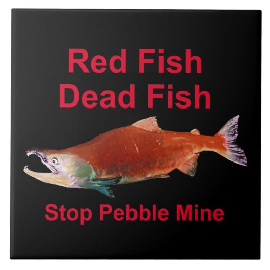Na zalm - Stop Pebble Mine Tegeltje (Voorkant)