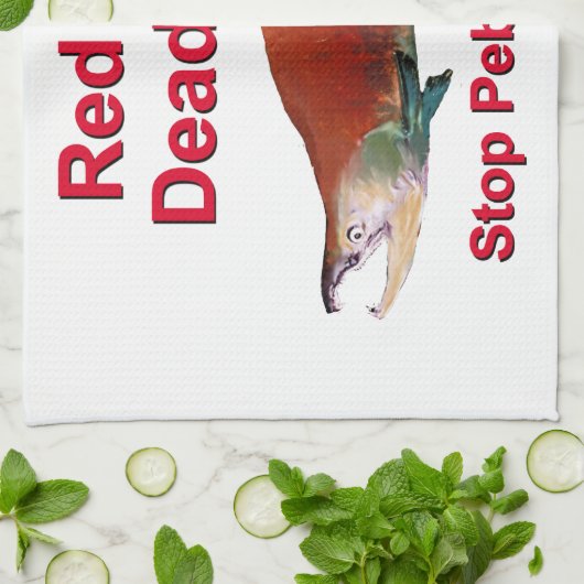 Na zalm - Stop Pebble Mine Theedoek (Gevouwen)