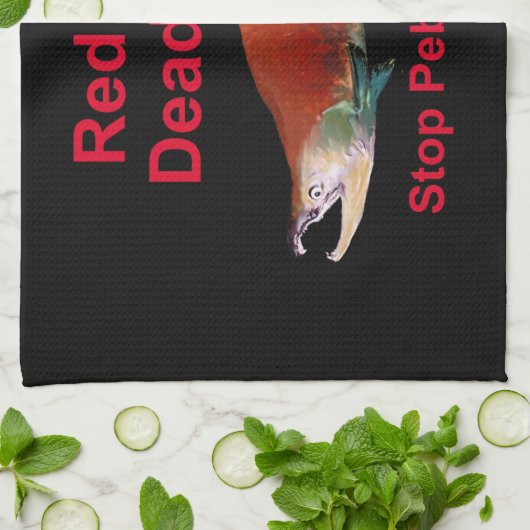 Na zalm - Stop Pebble Mine Theedoek (Gevouwen)