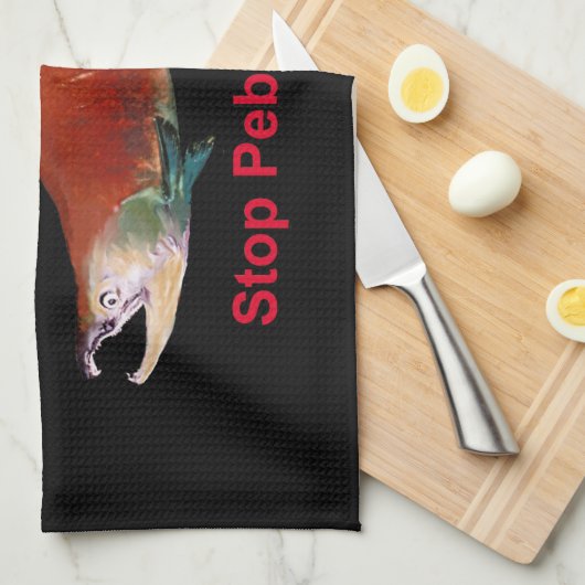 Na zalm - Stop Pebble Mine Theedoek (Quarter Fold)