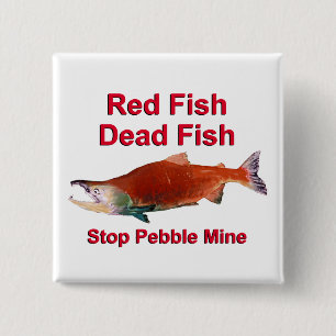 Na zalm - Stop Pebble Mine Vierkante Button 5,1 Cm