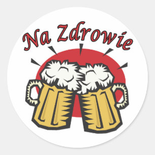Na Zdrowie Toast met Mok van bier Ronde Sticker