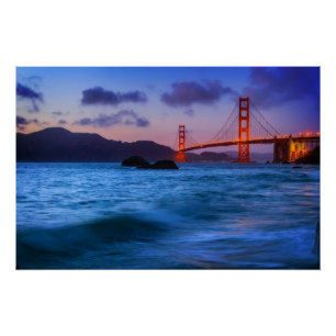 Na zonsondergang in Baker Beach Poster