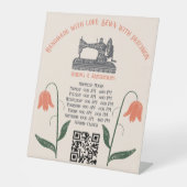  naaddruk naaimachine reclamebord met voetstuk (Voorkant)