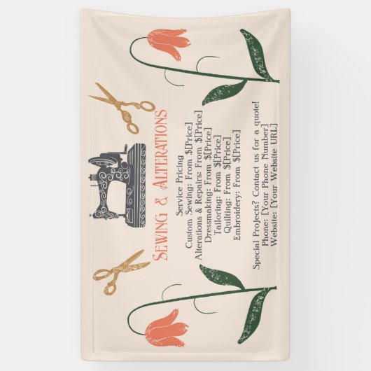  naaddruk naaimachine spandoek (Verticaal)