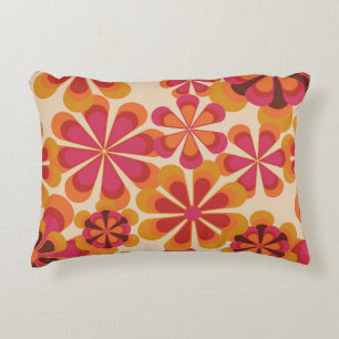 Naadloos 70s retro florale patroon met dai accent kussen