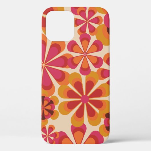Naadloos 70s retro florale patroon met  dai Case-Mate iPhone case (Achterkant)