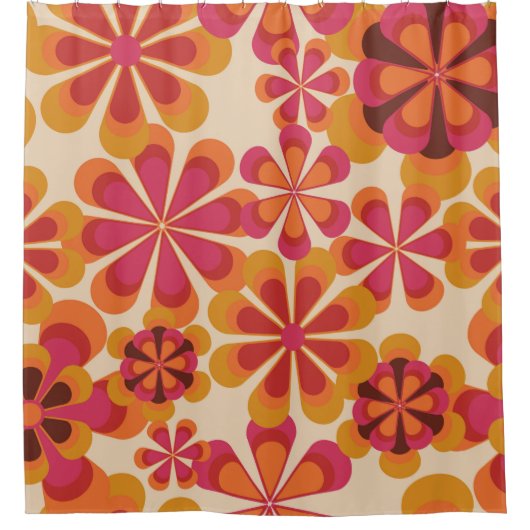 Naadloos 70s retro florale patroon met  dai douchegordijn (Voorkant)