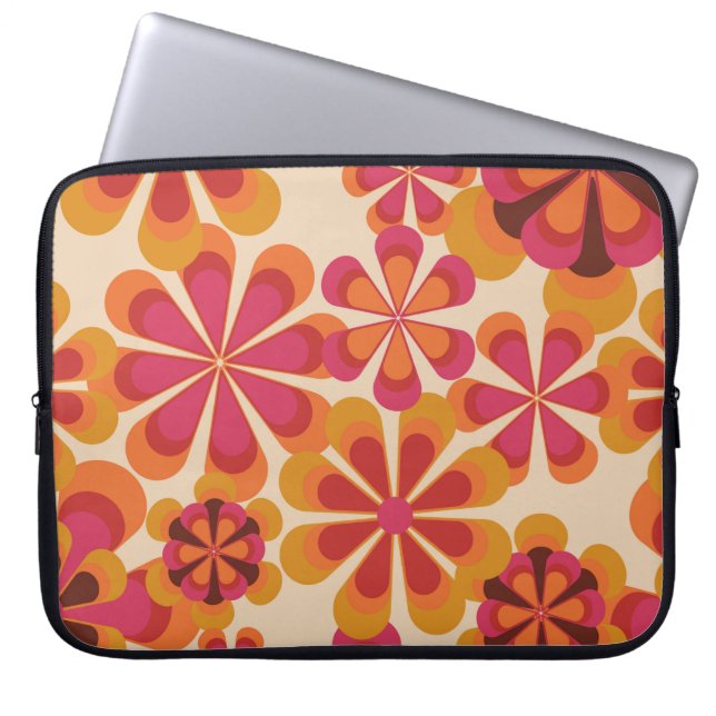 Naadloos 70s retro florale patroon met  dai laptop sleeve (Voorkant)