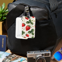 Naadloos Aardbei Botanisch Patroon VintageStijl Bagagelabel
