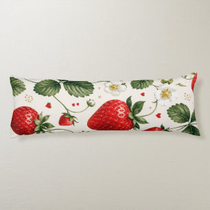 Naadloos Aardbei Botanisch Patroon VintageStijl Lichaamskussen