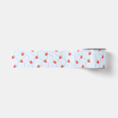 Naadloos Aardbei Gingham Patroon Satijnen Lint (Voorkant)