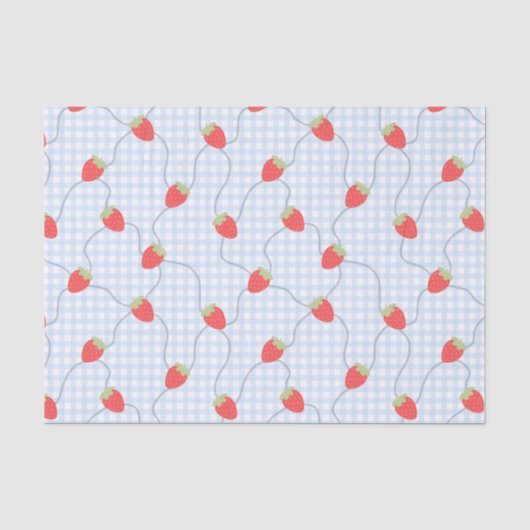 Naadloos Aardbei Gingham Patroon Tissuepapier (Voorkant)