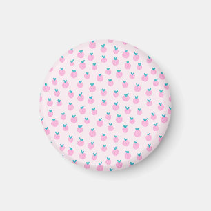 Naadloos Aardbei Patroon – Pastel Roze Cute  Magneet