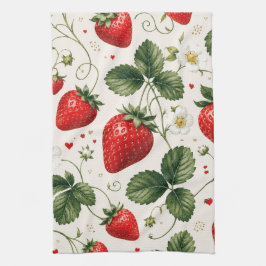 Naadloos aardbeibotanisch patroon vintage stijl theedoek
