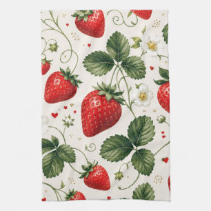 Naadloos aardbeibotanisch patroon vintage stijl theedoek