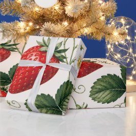 Naadloos aardbeien botanisch patroon vintage stijl cadeaupapier