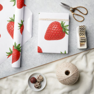 Naadloos Aardbeienpatroon Cute Rode Vrucht Cadeaupapier