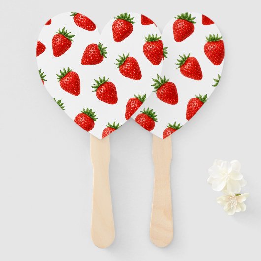 Naadloos Aardbeienpatroon Cute Rode Vrucht Handwaaier (Voorkant en achterkant)
