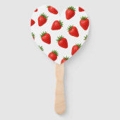 Naadloos Aardbeienpatroon Cute Rode Vrucht Handwaaier (Voorkant)