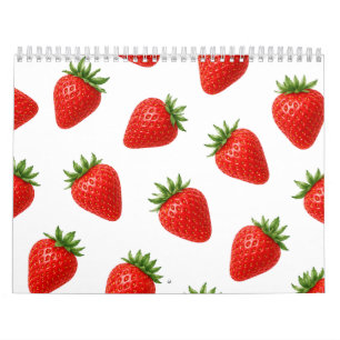 Naadloos Aardbeienpatroon Cute Rode Vrucht Kalender
