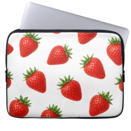 Naadloos Aardbeienpatroon Cute Rode Vrucht Laptop Sleeve