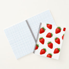 Naadloos Aardbeienpatroon Cute Rode Vrucht Notitieboek