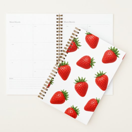 Naadloos Aardbeienpatroon Cute Rode Vrucht Planner (Display)