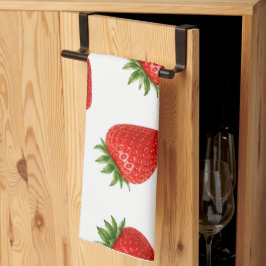 Naadloos Aardbeienpatroon Cute Rode Vrucht Theedoek