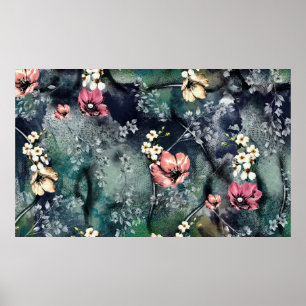 naadloos abstract bloempatroon op gemengde achterg poster