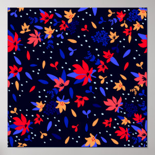 Naadloos Abstract Floral Patroon Poster