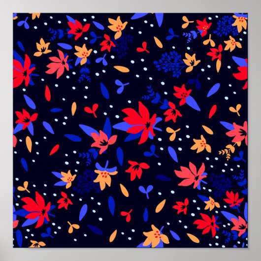 Naadloos Abstract Floral Patroon Poster (Voorkant)