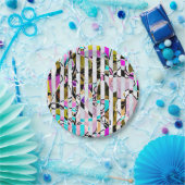 Naadloos abstract modern gestript patroon, helder  papieren bordje (Feest)