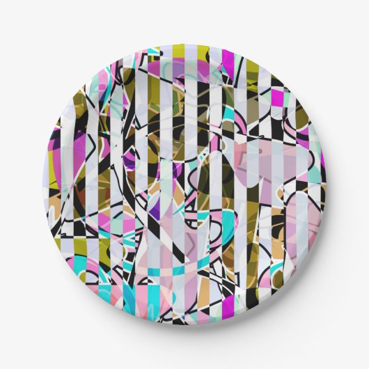 Naadloos abstract modern gestript patroon, helder  papieren bordje (Voorkant)