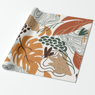 Naadloos abstract natuur patroon op witte achtergr cadeaupapier