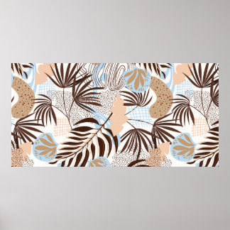 Naadloos abstract natuur patroon op witte achtergr poster