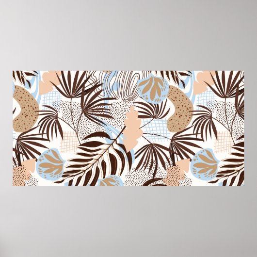 Naadloos abstract natuur patroon op witte achtergr poster (Voorkant)