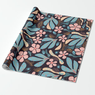 Naadloos abstract patroon, floreel motief, donkerr cadeaupapier