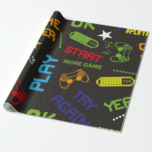naadloos abstract patroon in pixelspelstijl. Wit Cadeaupapier