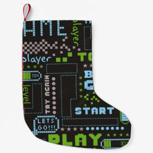naadloos abstract patroon in pixelspelstijl. Wit Kleine Kerstsok