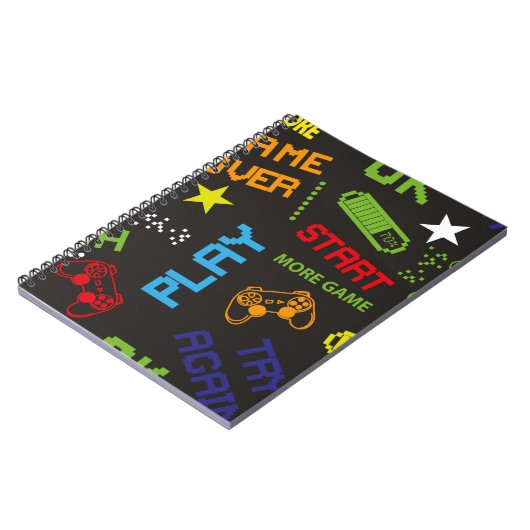 naadloos abstract patroon in pixelspelstijl. Wit Notitieboek (Linkerzijde)