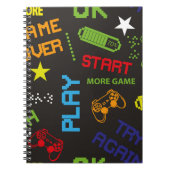 naadloos abstract patroon in pixelspelstijl. Wit Notitieboek (Voorkant)