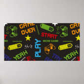 naadloos abstract patroon in pixelspelstijl. Wit Poster (Voorkant)