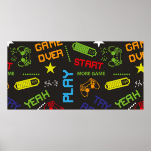 naadloos abstract patroon in pixelspelstijl. Wit Poster