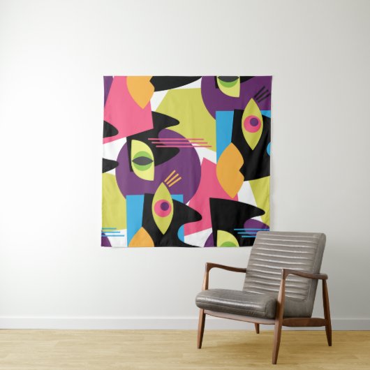 Naadloos abstract  patroon met abstracte uitslag wandkleed (In Situ (horizontaal))