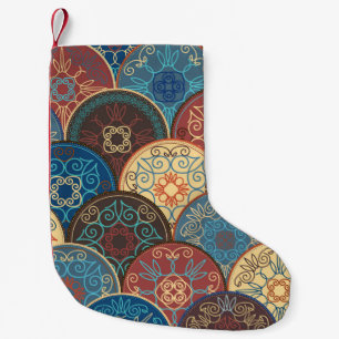 Naadloos abstract patroon van trendy gekleurde abs kleine kerstsok