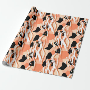 Naadloos abstract trendpatroon met perzik cadeaupapier