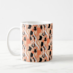 Naadloos abstract trendpatroon met perzik koffiemok
